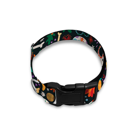 Dia De Los Muertos Day Of The Dead Print Dog Collar