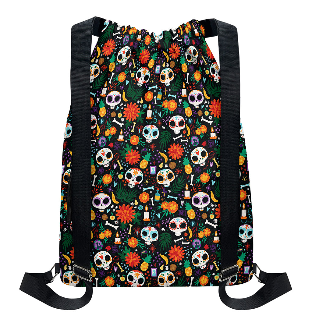 Dia De Los Muertos Day Of The Dead Print Drawstring Backpack
