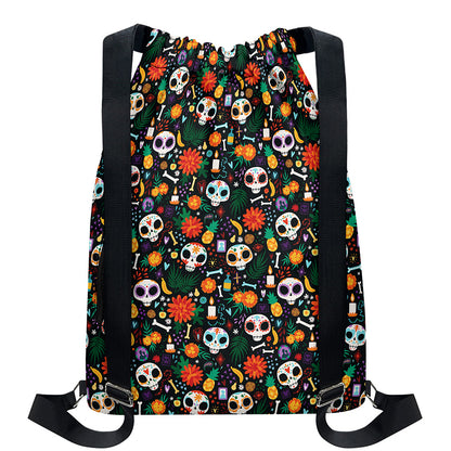 Dia De Los Muertos Day Of The Dead Print Drawstring Backpack