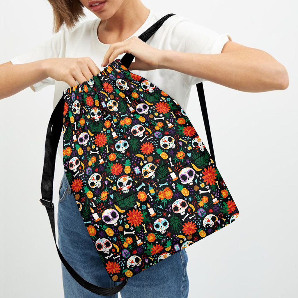 Dia De Los Muertos Day Of The Dead Print Drawstring Backpack