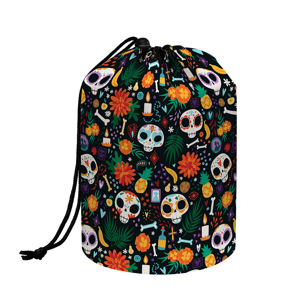 Dia De Los Muertos Day Of The Dead Print Drawstring Makeup Bag