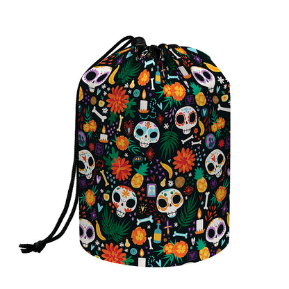 Dia De Los Muertos Day Of The Dead Print Drawstring Makeup Bag