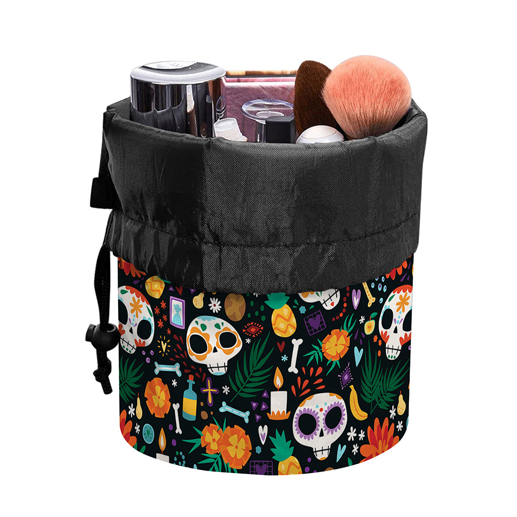 Dia De Los Muertos Day Of The Dead Print Drawstring Makeup Bag