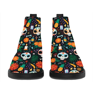 Dia De Los Muertos Day Of The Dead Print Flat Ankle Boots