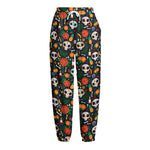 Dia De Los Muertos Day Of The Dead Print Fleece Lined Knit Pants