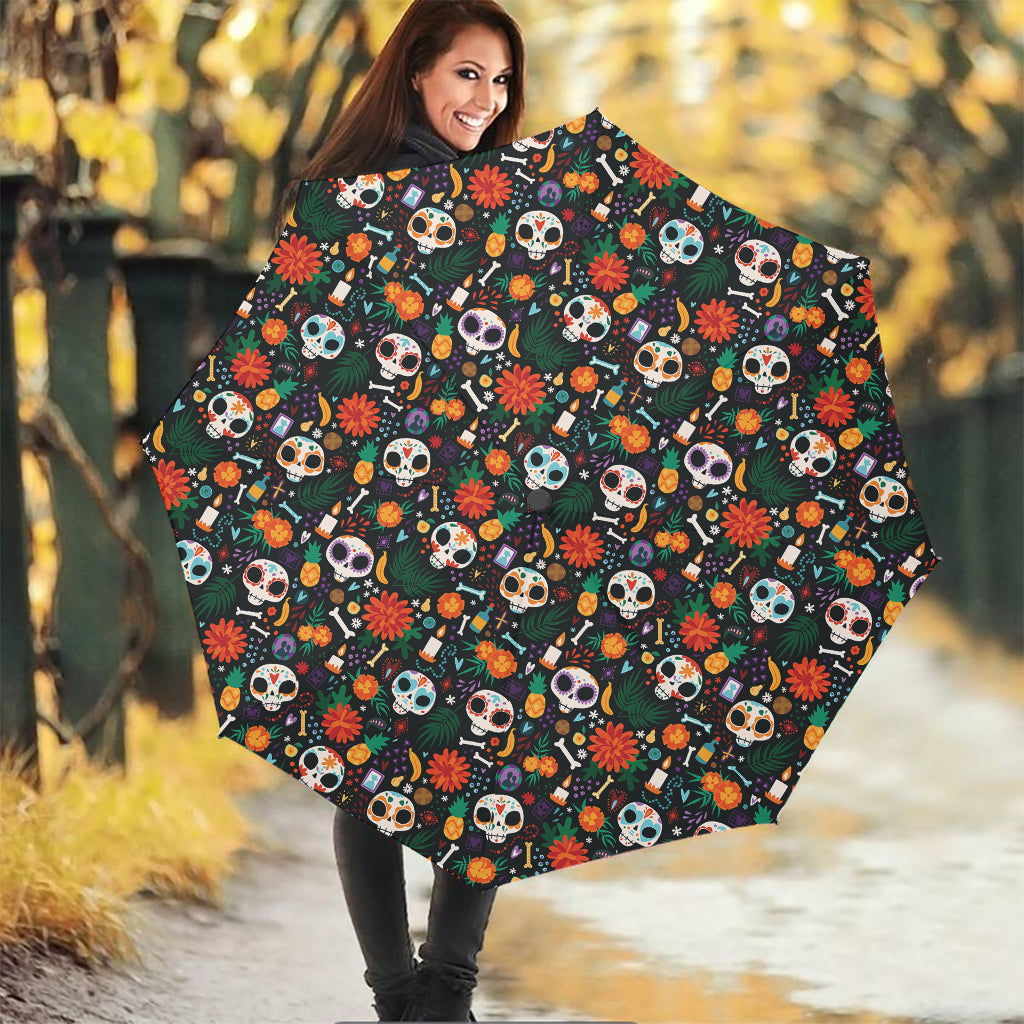 Dia De Los Muertos Day Of The Dead Print Foldable Umbrella