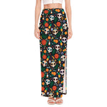 Dia De Los Muertos Day Of The Dead Print High Slit Maxi Skirt