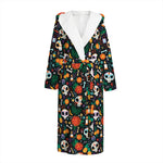 Dia De Los Muertos Day Of The Dead Print Hooded Bathrobe