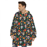 Dia De Los Muertos Day Of The Dead Print Hoodie Blanket