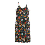 Dia De Los Muertos Day Of The Dead Print Jersey Midi Cami Dress