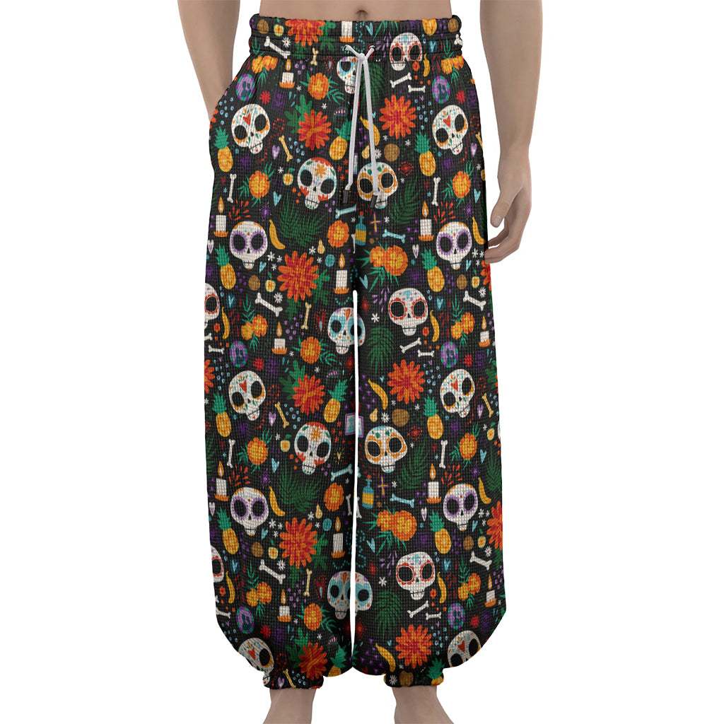 Dia De Los Muertos Day Of The Dead Print Lantern Pants