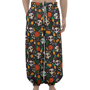 Dia De Los Muertos Day Of The Dead Print Lantern Pants