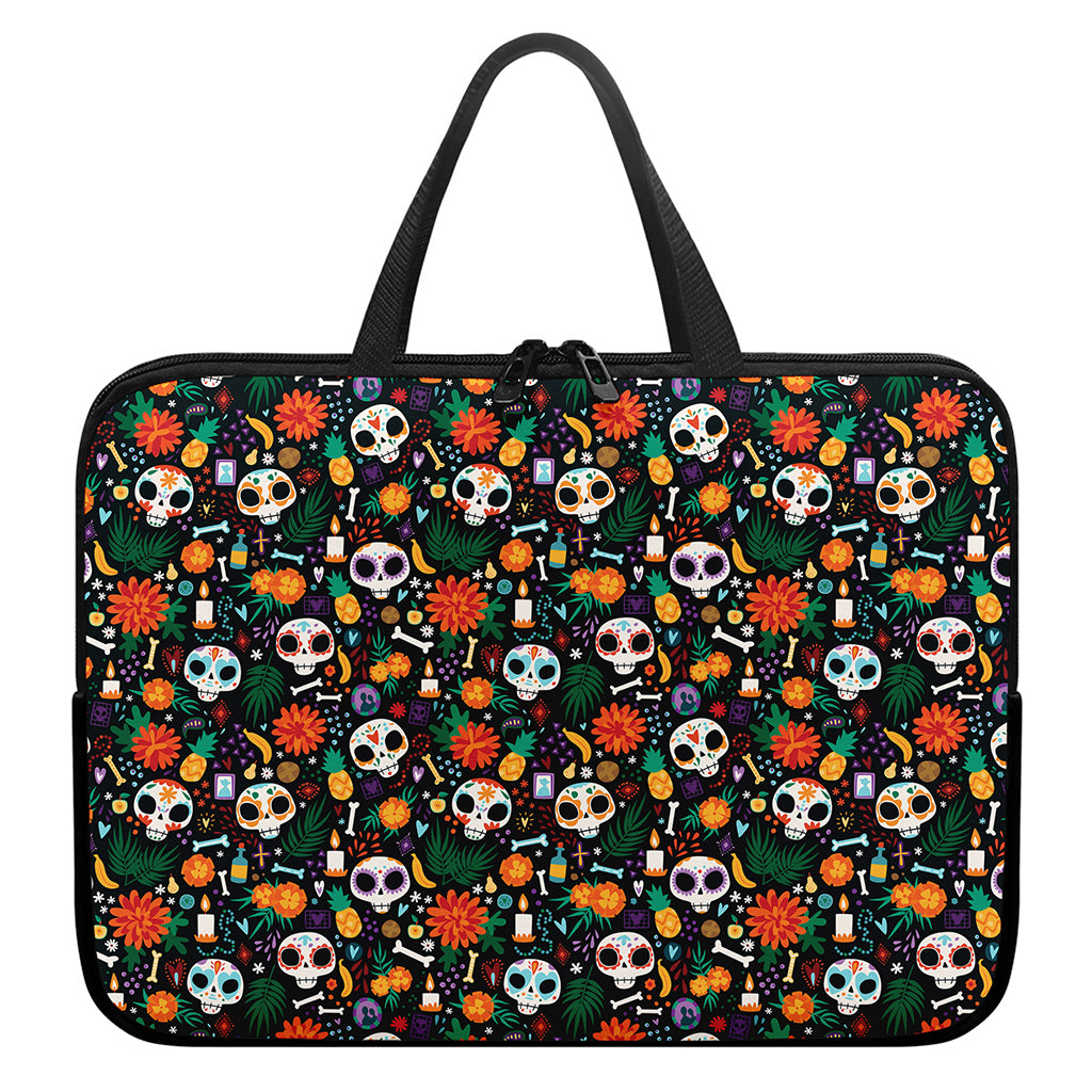 Dia De Los Muertos Day Of The Dead Print Laptop Sleeve With Handle