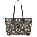 Dia De Los Muertos Day Of The Dead Print Leather Tote Bag With Zipper