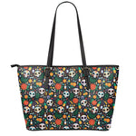 Dia De Los Muertos Day Of The Dead Print Leather Tote Bag