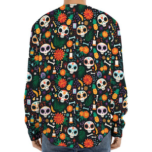 Dia De Los Muertos Day Of The Dead Print Long Sleeve Baseball Jersey