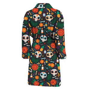 Dia De Los Muertos Day Of The Dead Print Men's Bathrobe