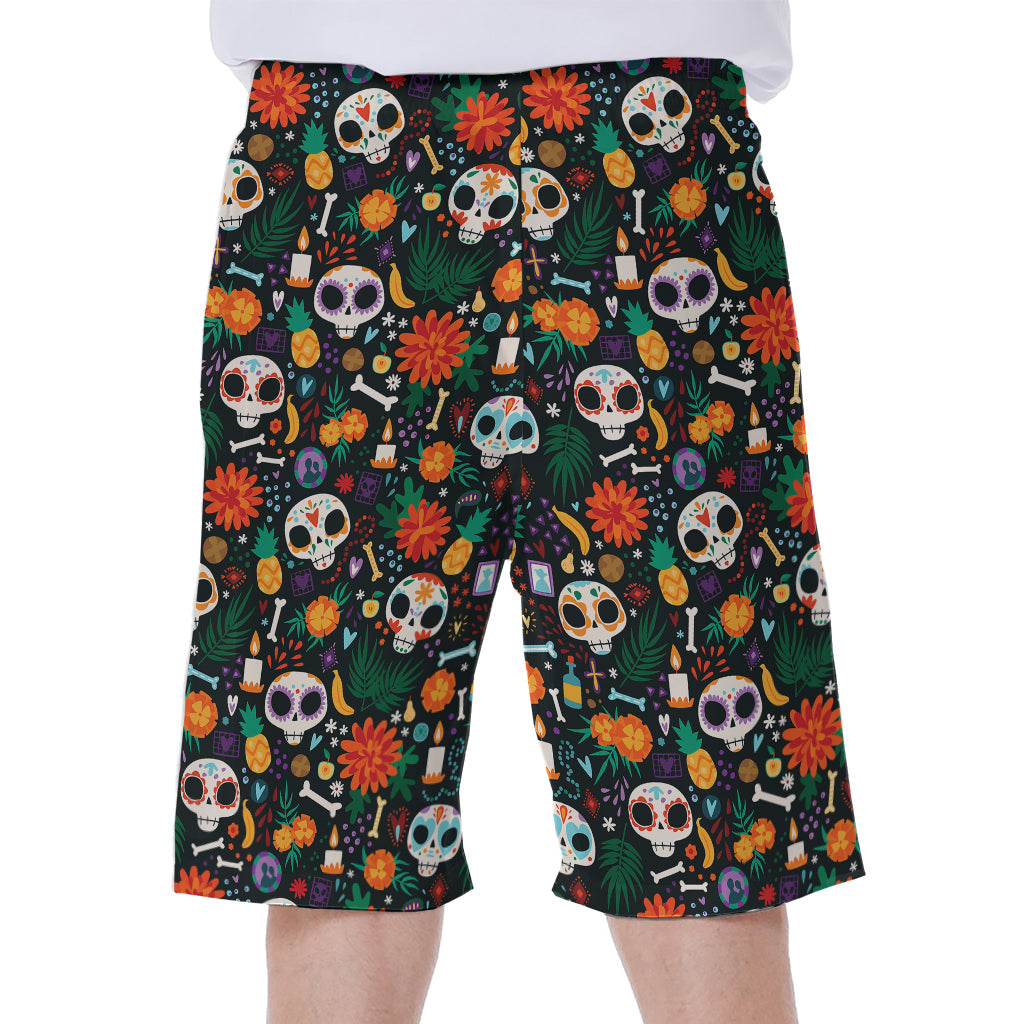 Dia De Los Muertos Day Of The Dead Print Men's Beach Shorts