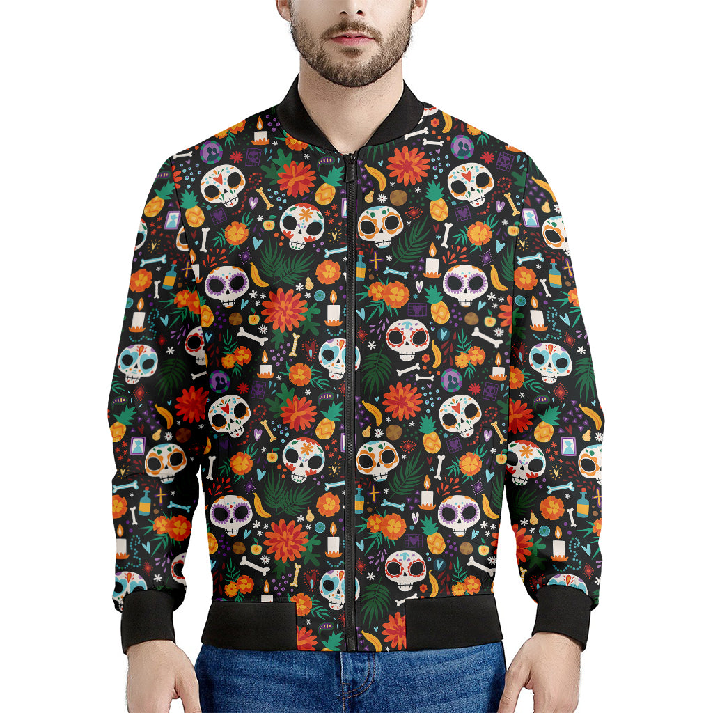 Dia De Los Muertos Day Of The Dead Print Men's Bomber Jacket