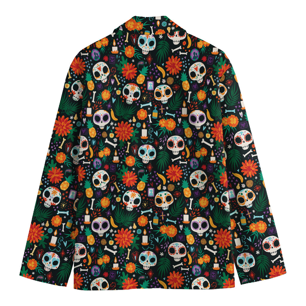 Dia De Los Muertos Day Of The Dead Print Men's Cotton Blazer