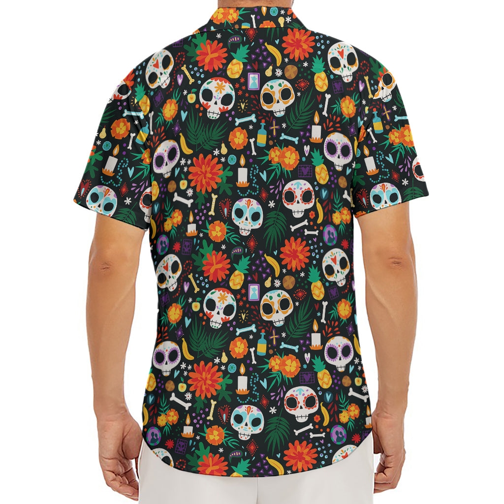 Dia De Los Muertos Day Of The Dead Print Men's Deep V-Neck Shirt