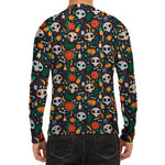 Dia De Los Muertos Day Of The Dead Print Men's Long Sleeve Rash Guard