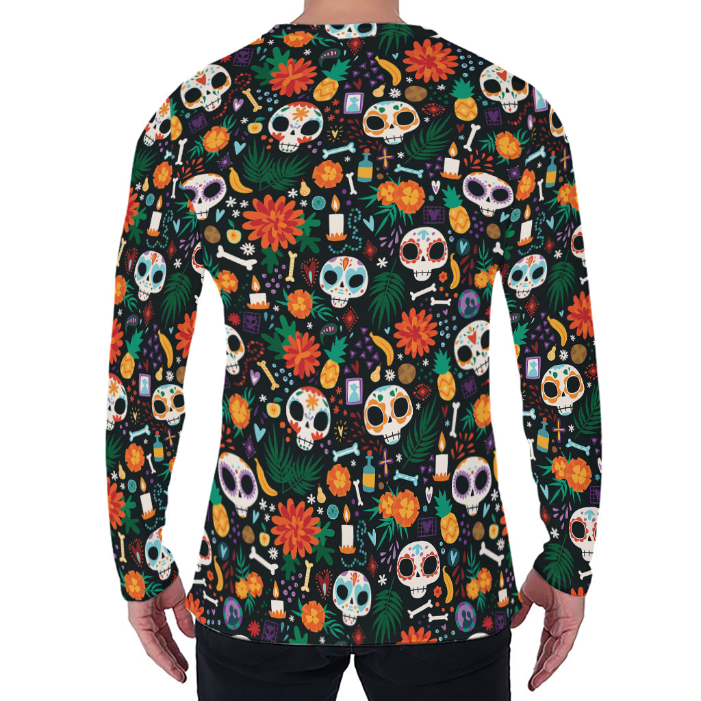 Dia De Los Muertos Day Of The Dead Print Men's Long Sleeve T-Shirt