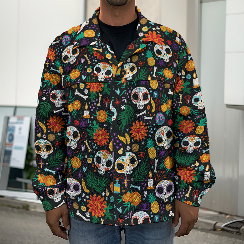 Dia De Los Muertos Day Of The Dead Print Men's Shirt Jacket