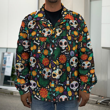 Dia De Los Muertos Day Of The Dead Print Men's Shirt Jacket