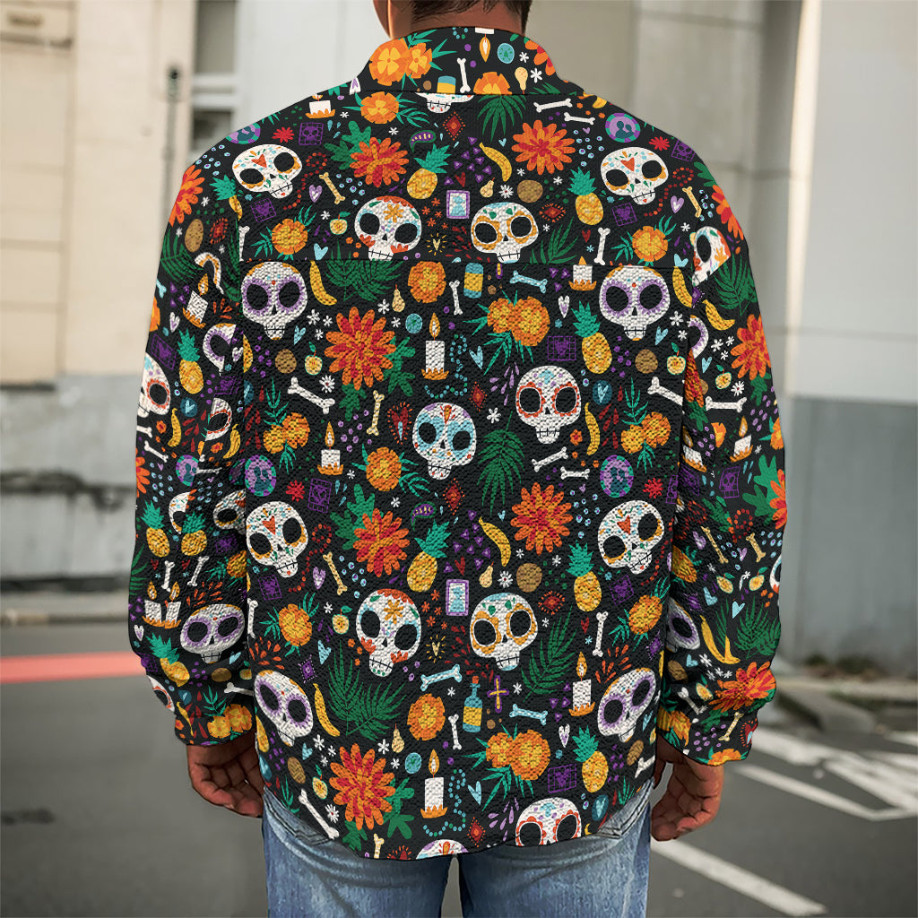 Dia De Los Muertos Day Of The Dead Print Men's Shirt Jacket