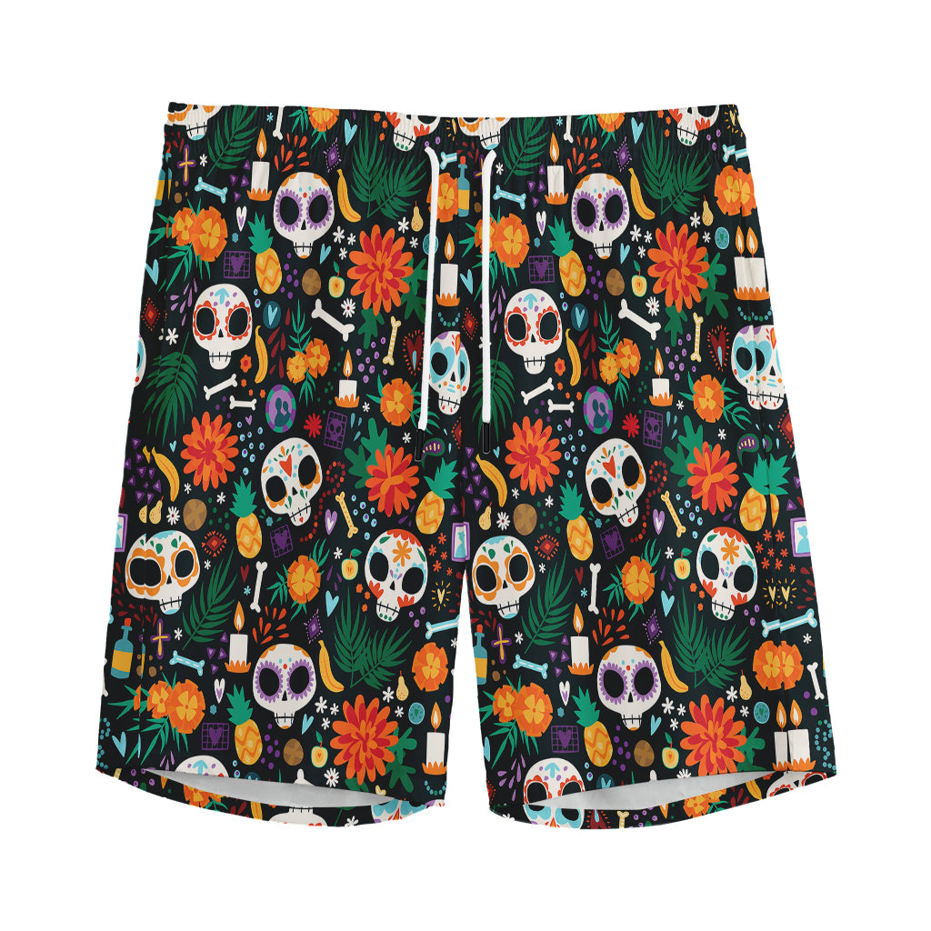 Dia De Los Muertos Day Of The Dead Print Men's Sports Shorts