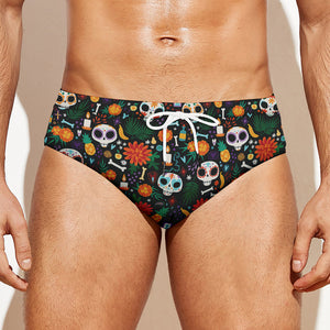 Dia De Los Muertos Day Of The Dead Print Men's Swim Briefs