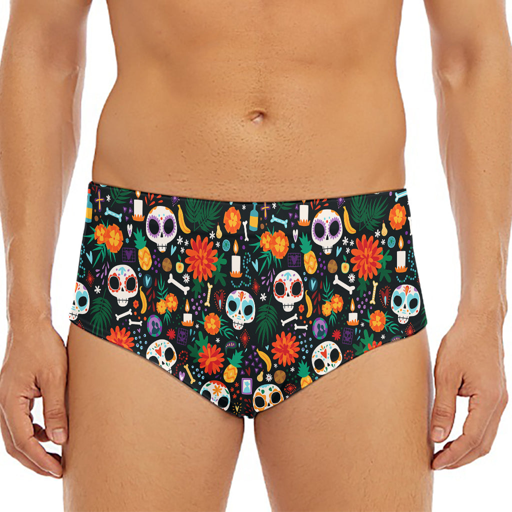 Dia De Los Muertos Day Of The Dead Print Men's Triangle Swim Briefs