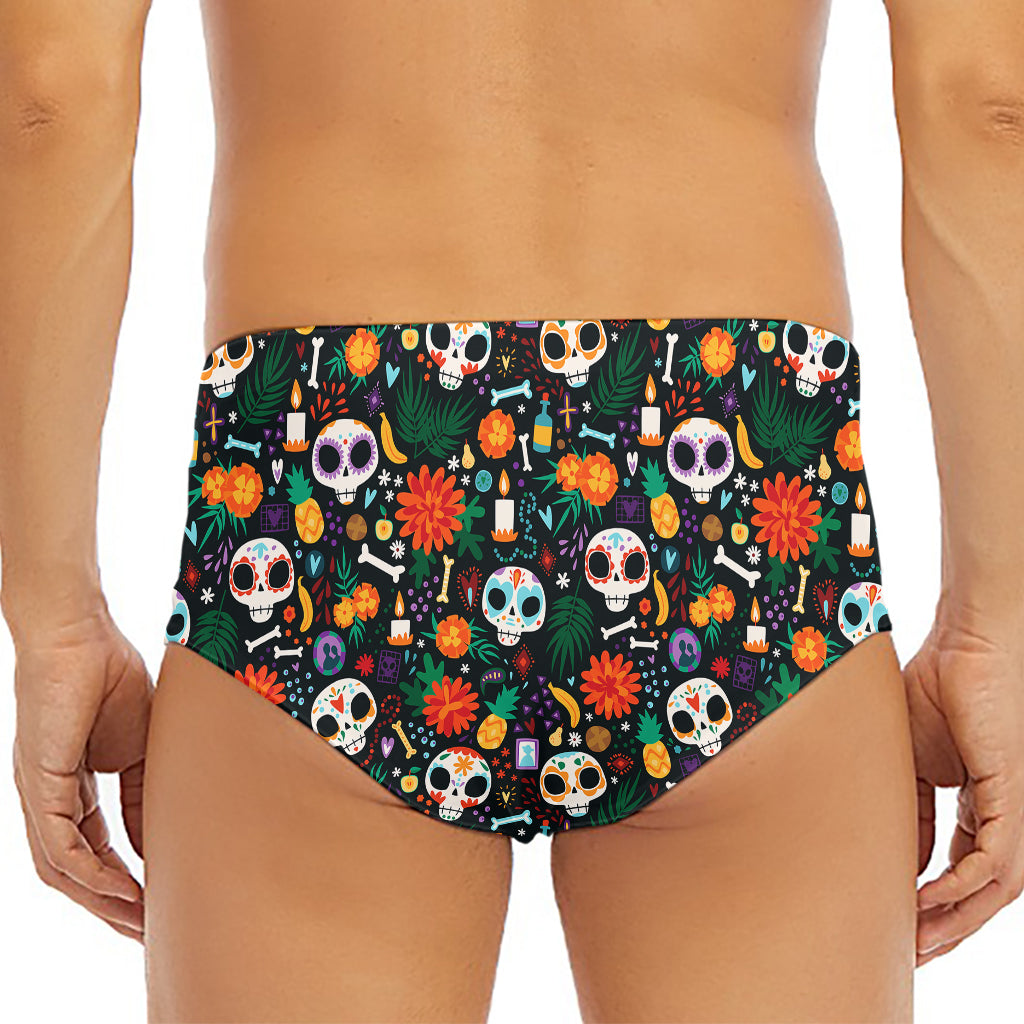 Dia De Los Muertos Day Of The Dead Print Men's Triangle Swim Briefs