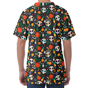 Dia De Los Muertos Day Of The Dead Print Men's Velvet T-Shirt