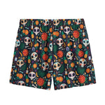 Dia De Los Muertos Day Of The Dead Print Mesh Shorts