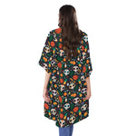 Dia De Los Muertos Day Of The Dead Print Open Front Beach Cover Up