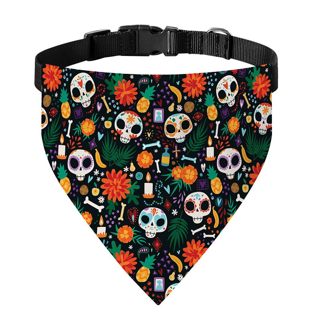 Dia De Los Muertos Day Of The Dead Print Over The Collar Dog Bandana
