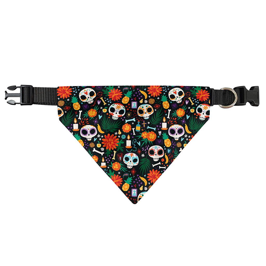 Dia De Los Muertos Day Of The Dead Print Over The Collar Dog Bandana