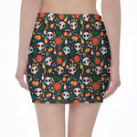 Dia De Los Muertos Day Of The Dead Print Pencil Mini Skirt