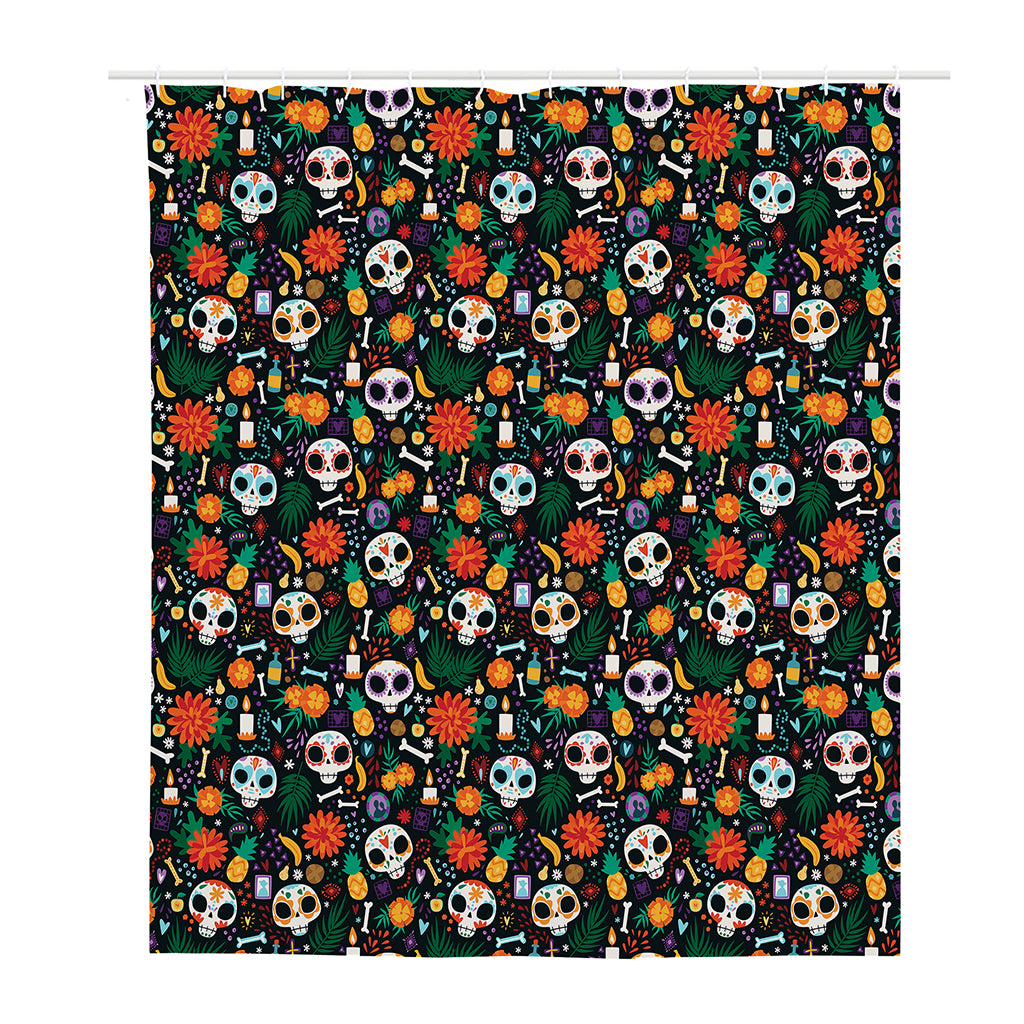 Dia De Los Muertos Day Of The Dead Print Polyester Shower Curtain