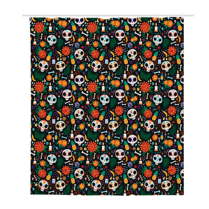 Dia De Los Muertos Day Of The Dead Print Polyester Shower Curtain