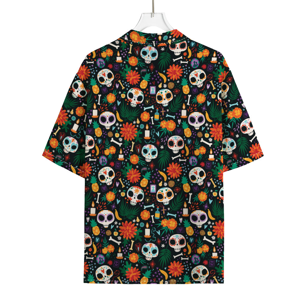 Dia De Los Muertos Day Of The Dead Print Rayon Hawaiian Shirt