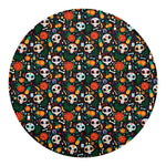 Dia De Los Muertos Day Of The Dead Print Round Blanket