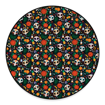 Dia De Los Muertos Day Of The Dead Print Round Floor Mat