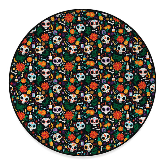 Dia De Los Muertos Day Of The Dead Print Round Floor Mat