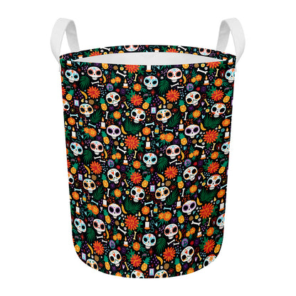 Dia De Los Muertos Day Of The Dead Print Round Laundry Basket