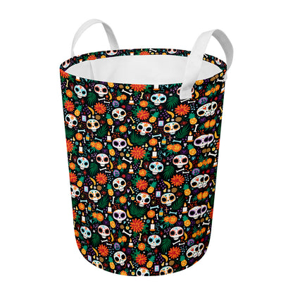 Dia De Los Muertos Day Of The Dead Print Round Laundry Basket