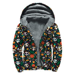 Dia De Los Muertos Day Of The Dead Print Sherpa Lined Zip Up Hoodie