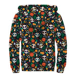 Dia De Los Muertos Day Of The Dead Print Sherpa Lined Zip Up Hoodie